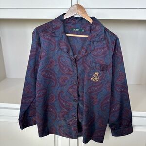 Ralph Lauren Burgundy and Blue Paisley Blouse